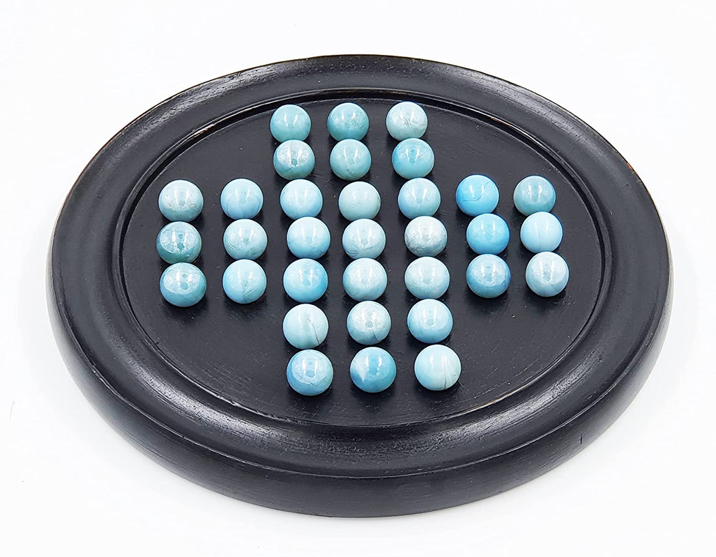 Ortus Arts Games Solitaire Board in Wood with Glass Marbles Brainvita Unique Game | Best Gift for Kids, Teens & Adults | Made in India - 9 inch (Black)