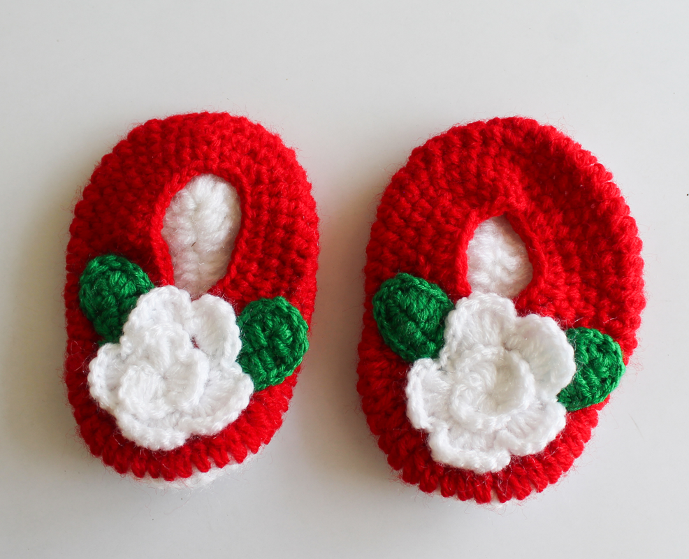 Woonie Crochet Flared Frock with Matching Cap and Booties- Red