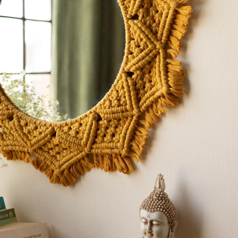 Macrame Mirror (Mustard Yellow Color)
